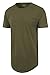 JC DISTRO Mens Hipster Hip Hop Cotton Elong Round Scallop Tshirt Military Green Large