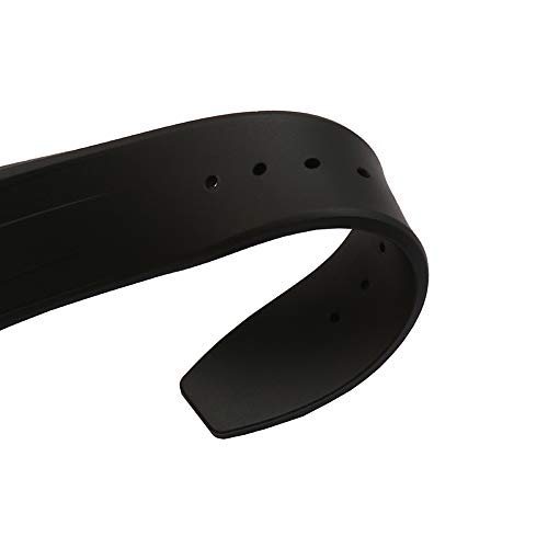 Finjin R 28mm Silicone Black Watch Band with Butterfly Buckle Suitable for Audemars Piguet Men's Watches (28 mm, Silver-Buckle)