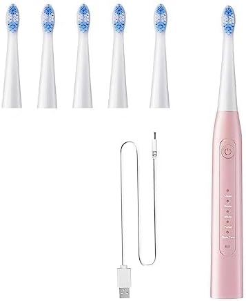 Tkala Fashion Cepillo de dientes eléctrico sónico con 6 cabezales de cepillo para adultos y niños, una carga durante 120 días, carga rápida