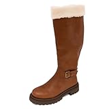 Nautica Women's Knee-High Winter Boots - Shearling-Lined for Warmth-Alibe-Cognac Size-9