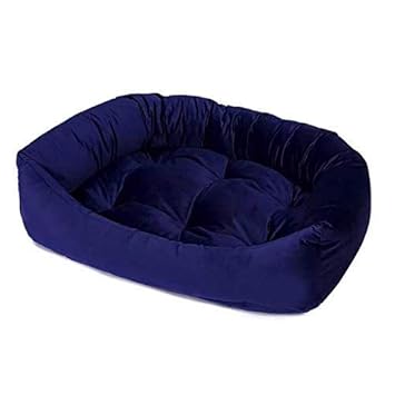 Gorgeous Reversable Blue Color Ultra Soft Ethnic Designer Velvet Bed for Dog/Cat (Export Quality) Size : Large