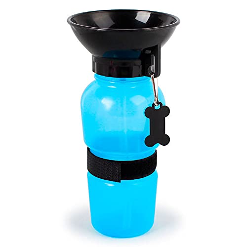 PARTISAN 2カラー おさんぽ ウォーター ボトル 500ml 水筒 ペット用 柔らかい 便利な飲み口 カップ 携帯 便利 ストラップ ブルー ピンク 犬 ワンちゃん 散歩 可愛い カワイイ UNI ブルー