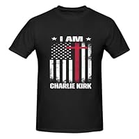 I AM Charlie Kirk Shirt Hero Charlie Kirk Men's T-Shirt Short Sleeve Tees Medium Black