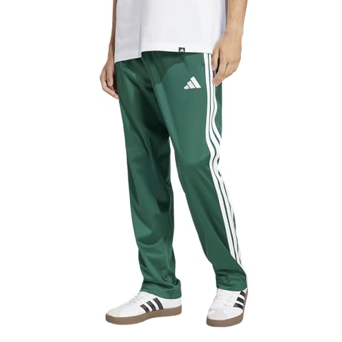 Adidas Mens 3-Stripes Tricot Regular Fit Open Hem Sportswear Track Pants, Collegiate Green, Medium