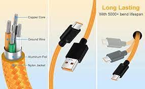 Image of Original 30 Watt Mclaren Edition Type-C Cable Charger Cable Nylon Braided for Oneplus 7Pro /7 /7T /,6T /6 /5T /5 (McLaren Cable)