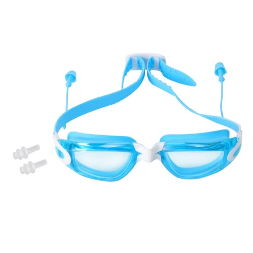 IMIKEYA Gafas de Natación con Montura Grande Ajustable Tapones Oídos, Diseño Moderno y Antivaho, Ideales para Fiesta Verano y Natación