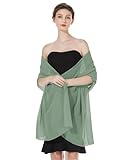 BEAUTELICATE Chiffon Shawl and Wraps Lightweight Scarfs Stole Silk Feeling Sheer Cover Up For Women Summer Wedding Bridesmaids Evening(Widen - Dusty Sage)