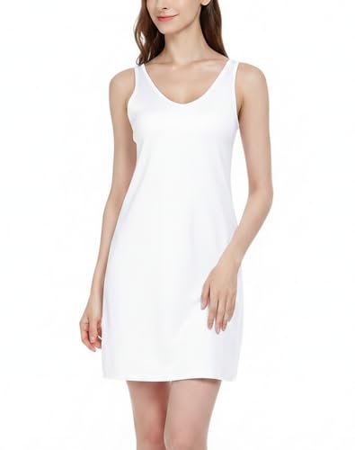 Image of MANCYFIT Womens Full Slip Tank Top Dress Slip Sleeveless Under Dress Wide Straps