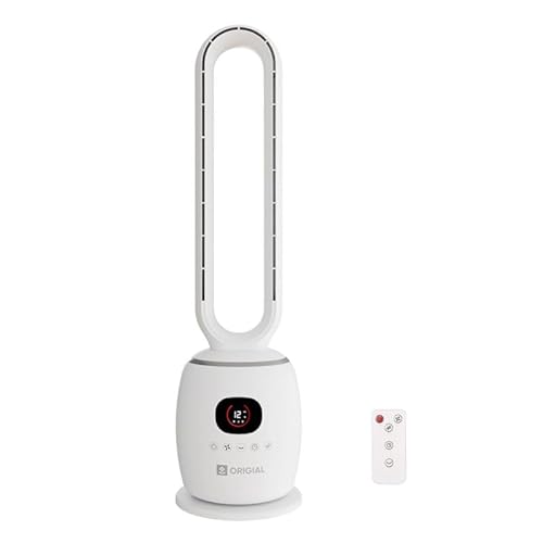 Origial Ventilador de Torre sin Aspas AirBliss Freeless con Temporizador y Mando a Distancia. 60W, Oscilación 60°, 3 Velocidades, Modos Normal/Natural/Sueño, Silencioso, Blanco
