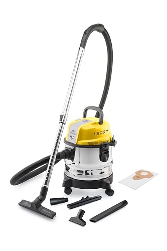 ETA Fachmann Mehrzweck-Staubsauger I Trocken- & Nasssauger I Blasfunktion I HEPA-Filter I 15 l Behälter I 1.200 W I Teppich- & Parkettdüse I Zubehörhalterung I Schwarz-Gelb