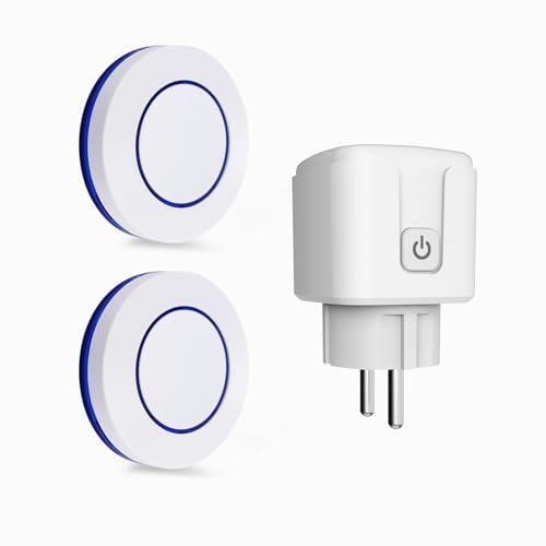 HYHIOTS Prise Telecommande Sans Fil, Prise Connectée Extérieure RF433 MHz émetteur Radio Émetteur + Récepteur Commande Sans Fil 100m, 3500W Max...