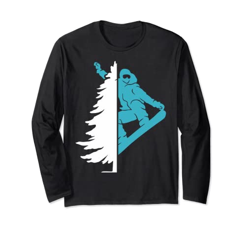 Retro Snowboard Árbol Deportes de Invierno Alpine Skier Snowboard Manga Larga