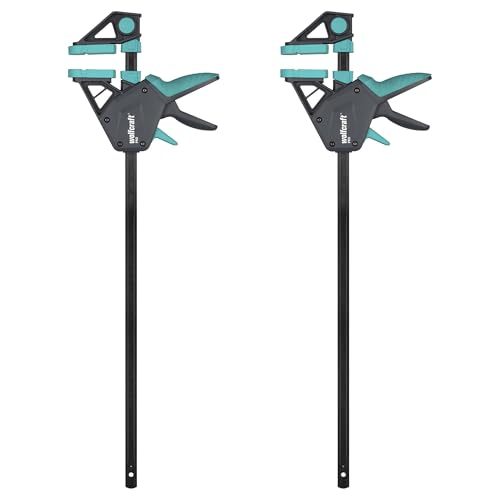 wolfcraft 2 Einhandzwingen PRO - Spannkraft 150 kg - Die komfortable Zwinge für den Allroundeinsatz - 450 mm Spannweite - Made in Europe - 8672060