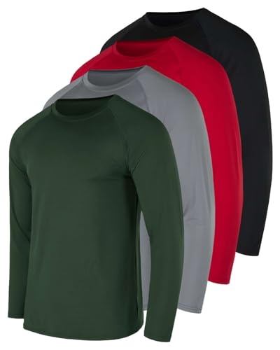 Image of Real Essentials 4 Pack: Men's Compression Long-Sleeve T-Shirt Athletic Cold Weather Baselayer (Available in Big & Tall)
