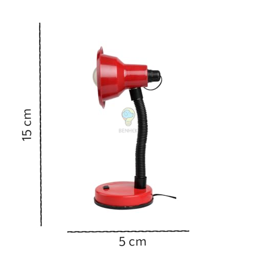 Image of LED Study Table Lamp with Adjustable Flexible Neck | Metal Desk Lamp for Reading, Study, Work from Home & Office Use | Eye Comfort Lighting for Students (Red)