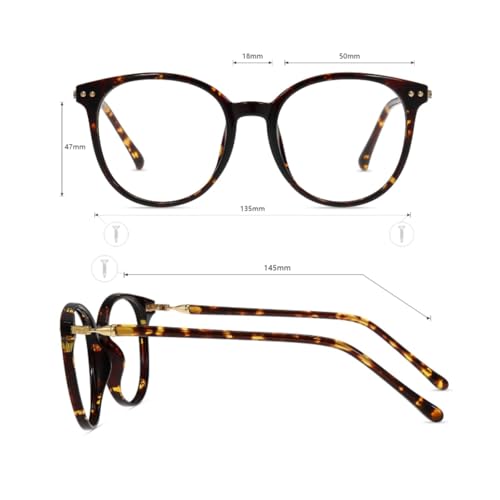 Image of Firmoo Blue Light Blocking Glasses for Women /Men, Oversize Bluelight Glasses Vintage Round Tortoise Shell Computer Glasses Anti Glare Reduce Eye Strain