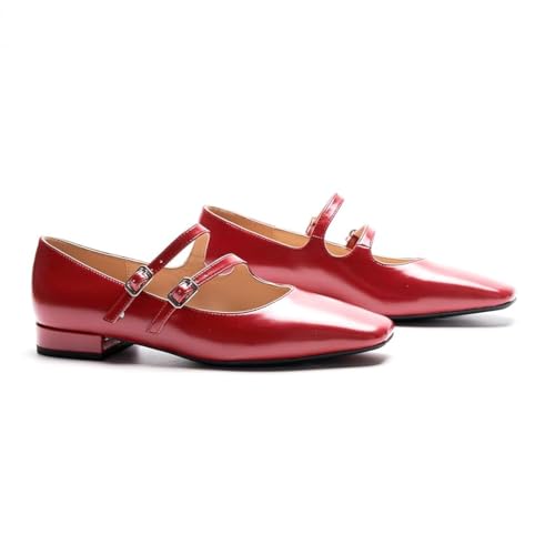 Image of C.Paravano Women's Mary Jane Shoes | Ballet Flats | Women's Flats | Square Toe | Flat Shoe | Block Heel