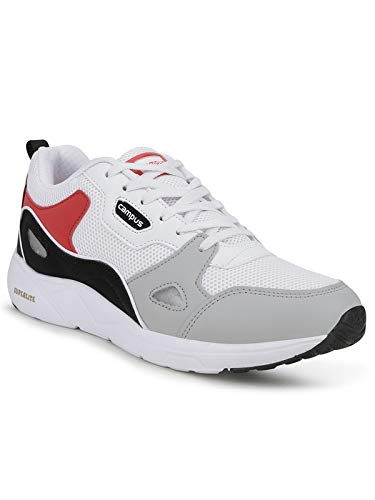 Campus Mens Wisdom Running Shoes WHT/BLK/RED -6 UK/India