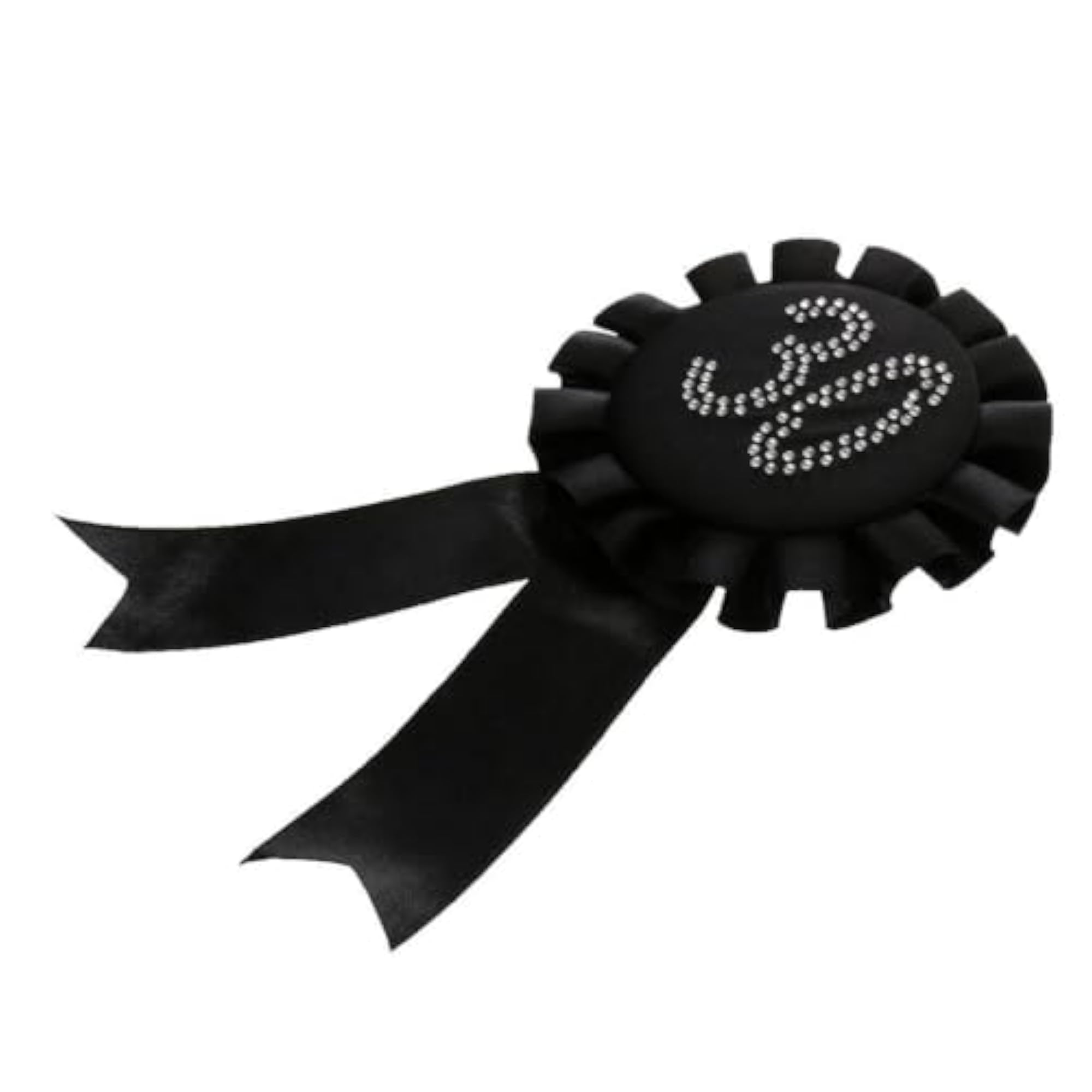 6pc Black Glitter Award Ribbon Rosette Badge Brooch Set
