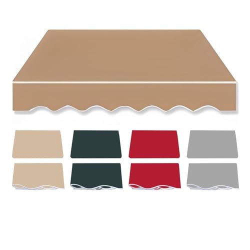 XBTGS Tenda parasole retrattile di ricambio per patio, telo parasole con bordatura per finestre, porte, cortili, terrazze e balconi, 400 x 250 cm, cachi