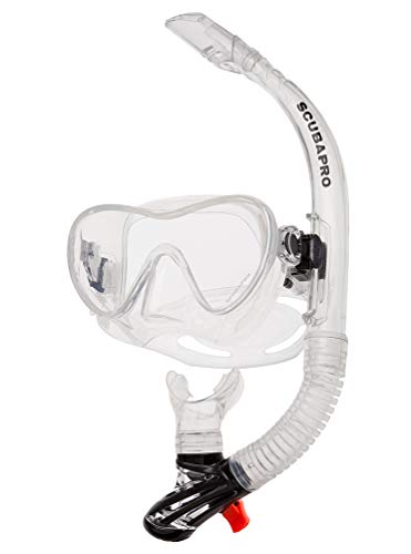 Scubapro Trinidad Single Tempered Glass Lens Frameless Scuba Snorkeling Mask Snorkel Set - Clear