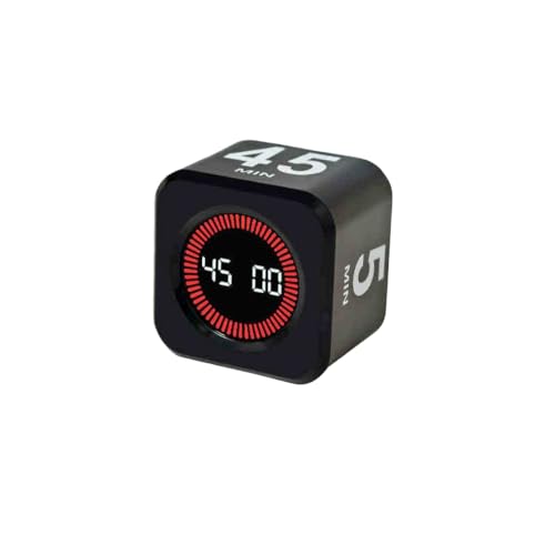 TPPT キューブタイマー 視覚回転ポモドーロタイマー グラビレセプター付き 保存可能 カスタマイズされたカウントダウン ミュート リングアラート 短時間目覚まし時計 オフィス 勉強 料理 スポーツ用 (ブラック)