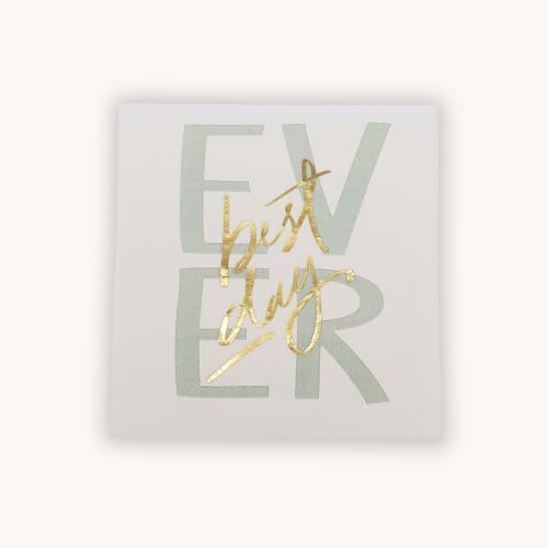 Image of Punch Studio 30-Count Disposable Paper Decorative Cake /Cocktail Party Napkins, 5 inch Square, Best Day