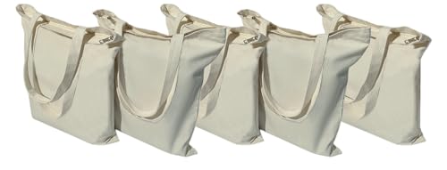 Bolsas De Tela 35x40cm Con Cremallera Y Bolsillo. Prácticas Y Versátiles. Ideales Para Compras, Universidad, Trabajo Y Pintar. Tote Bag Grande Y Reutilizable Para Mujeres. Bolso Tela Blanca 5 Bolsas De Tela 35x40cm Con Cremallera Y Bolsillo. Prácticas Y Versátiles. Ideales Para Compras, Universidad, Trabajo Y Pintar. Tote Bag Grande Y Reutilizable Para Mujeres. Bolso Tela Blanca 5