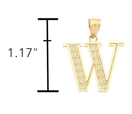 10K Yellow Gold Diamond Cut A to Z Alphabet Initial Letter Charm Pendant (Medium Size)3