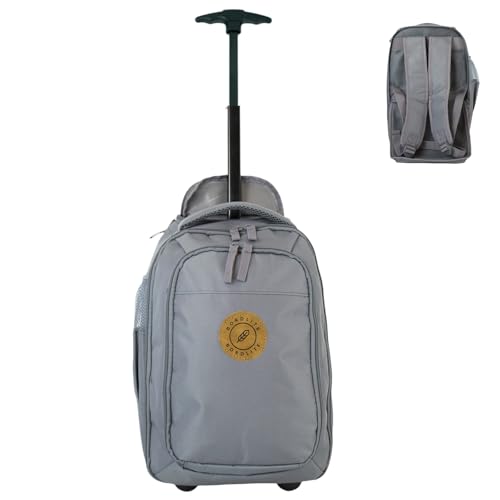 Bordlite Ryanair Cabin Approved Wheeled Backpack 40x25x20cm – 2 in 1 Lightweight Trolley Bag & Rucksack on Wheels (20L) Underseat Hand Luggage for Travel, Business, Weekend Trips - Grey