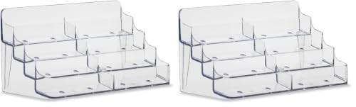 Image of SOURCE ONE 8 Pocket Desktop Clear Acrylic Business Card Holder (Pack of 2)