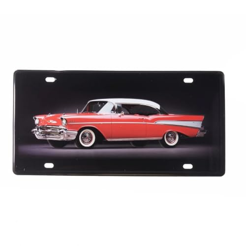 Image of Decorative Retro Metal Signs Wall Plate - 12x8 Inch (Chevrolet Bel Air 1957) | Weatherproof Vintage Metal Sign Plate for Cafe, Home, Bar, Garage | Decorative Wall Hanging Sign Board