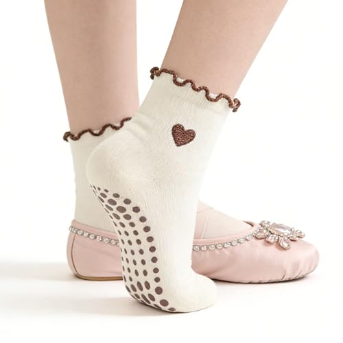 Image of Soxbang 3 /6 Pairs Cute Pilates Socks with Grips,Yoga Socks Barre Sock Non Slip Grip Embroidery for Barre Ballet Workout