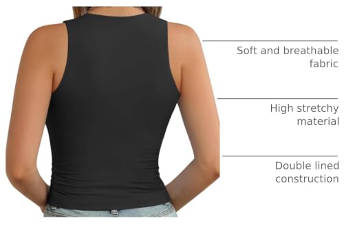 Image of ATHMILE Womens Double Lined Crop Tank Tops Casual Basic Shirts Sleeveless Workout Tops Cute Summer Clothes Teen Girls