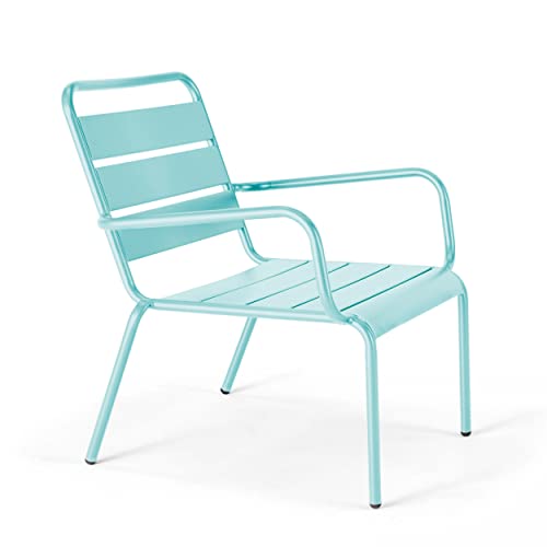 Oviala Fauteuil de Jardin Bas Relax Acier Turquoise - Palavas