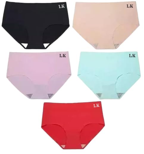 Image of No-Show Women's Panties:Women's (Multicolor) Seamless Hipster Ice Silk Panty Mid-Waist Laser Cut Underwear Seamless Panties