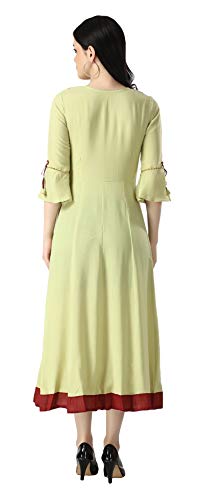 Image of OM SAI LATEST CREATION Women's Ruby Rayon Foil Printed Long Anarkali Kurti