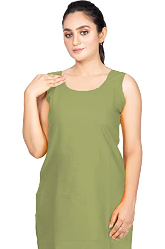Image of Women's Cotton Long Camisole for Kurti /Suit Slip /Long Inner /Samij for Women Sameej /Knee Length Inner Wear /Sameez /Kurti Slip /Round Neck /Invisible