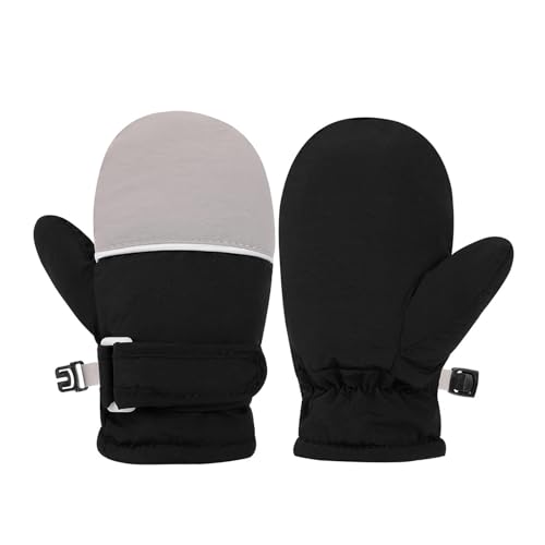 OhMill Unisex Kinder Handschuhe wasserdichte Skihandschuhe Mit Klettverschluss Bicolor Fäustlinge Warme Winterhandschuhe Outdoor Fausthandschuh schneehandschuhe Fäustel Gloves (4-10 Jahre)