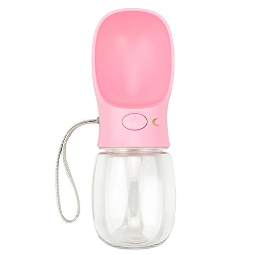 Botella para Perros Portable para Viajes, Para Pequeñas, Medianas y Grandes Mascotas Perros Gatos Conejos, Beber Agua Limpia En Cualquier Momento En Cualquier Lugar, 350 ML Rosa