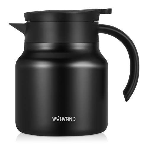 Image of Small Insulated Coffee Carafe, 27 oz, Keeps Hot for 12H, Black | Thermal Carafe, One-Hand Pour, Leakproof Lid, Anti-Slip Base for Personal Use