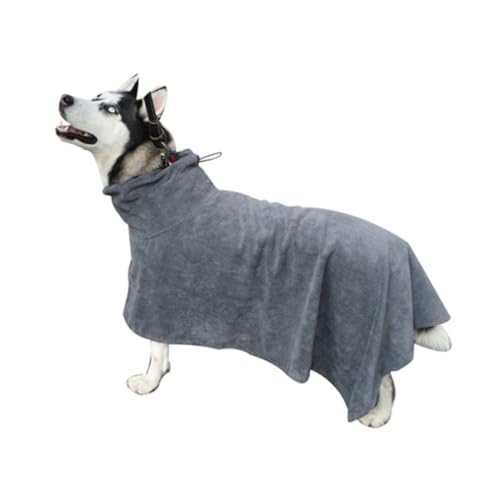 DIKACA 超吸水マイクロファイバー犬用バスローブ 柔らかい速乾ペットバスタオル 調節可能カラー付き 大型犬 猫対応 湿気を素早く吸収 家用
