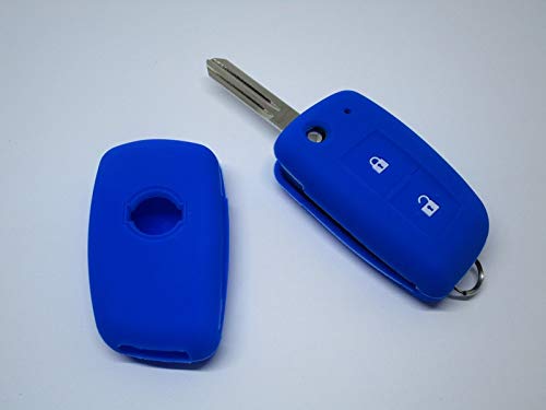 Key Shell Cover Compatible with Nissan Juke Qashqai Note Micra Silicone 2 Buttons Soft Case Protection Remote Control Car 7 Colours (Blue) - Image 2