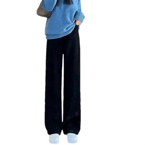 Pantalon large doublé velours pour femme en coupe droite et extensible couleur pure