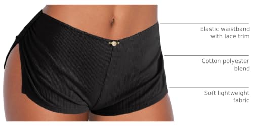 Image of OZICERD Low Rise Booty Shorts Micro Mini Pajamas Shorts for Women Cute Boy Short Side Slit Ruched Lounge Pj Bottoms