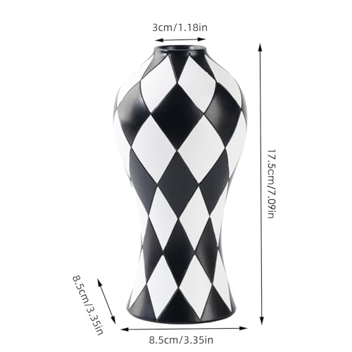 Vase d'intérieur en résine imperméable décoratif noir et blanc - 6