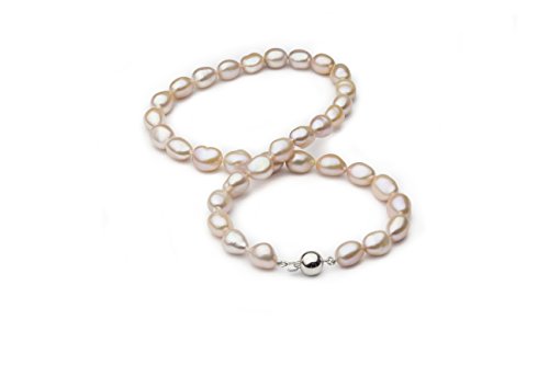Hinsongayle Aaa Handpicked 10-11Mm Pink Baroque Freshwater Cultured Pearl Necklace (Silver)-18 In Length #TOP2