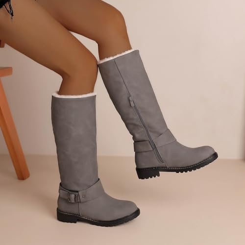 Pogolino Damen Stiefel warm gefüttert Stiefeletten Boots Winter Herbst PG81 Grau 41