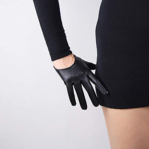 DooWay Women Short Real Leather Dress Gloves TOUCHSSCREEN Half Palm 5" Genuine Import Lambskin Gothic Driving Party Gloves