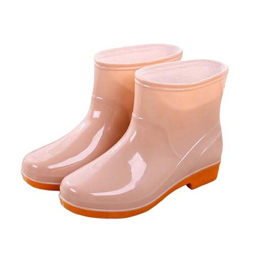 Botas Wellington para mujer, de tacón bajo, antideslizantes, resistentes al agua, fáciles de limpiar, cómodas, botas de lluvia más fáciles de poner y quitar, botas de goma Wellington para un ajuste